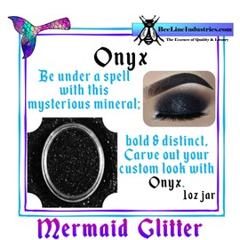 Mermaid Glitter Cosmetics Onyx ~ Make-Up & Body Glitter 1oz jar