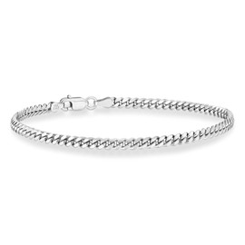 Miabella Italian 925 Sterling Silver Thick Solid Cuban Link Curb Chain Bracelet for Men, 3.2mm, 5mm, 7mm Made in Italy (7.5, 3.2mm)