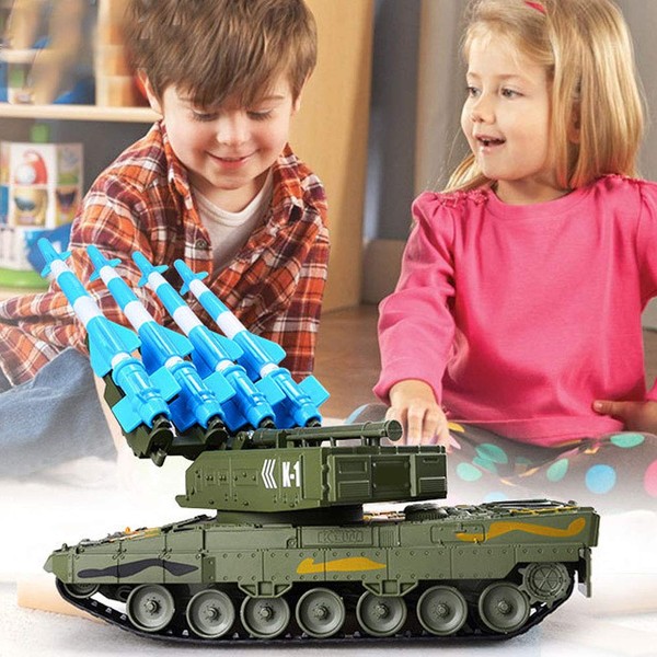 Tnfeeon 1:64 Scale Alloy Military Crawler Anti-Aircraft Missile Launch Tank Model, Realistic War Military Battle Vehicle Toy Army Gifts for Boys Over 3 Years Old