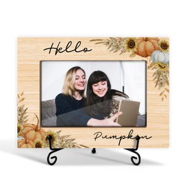 Thanksgiving 4x6 Picture Frame, Hello Pumpkin Wooden Picture Frame with Stand for for Fall Gifts Desktop Use, Home Office Desk Decorations, Appreciation Gifts For Dad, Mom, Grandparents-33