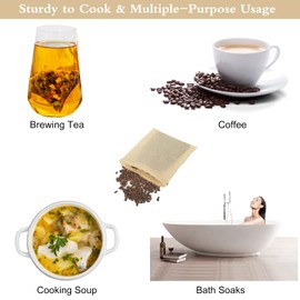 Numola Unbleached Tea Filter Bags for Loose Leaf Tea, Tea Bags Empty, Wood Pulp Filter Paper Organic Tea Infuser Bag Disposable Drawstring 100 Pcs (3.2'' x 4'')