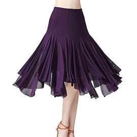 Leemiman Women Ballroom Dance Costume Latin Flamenco Dance Skirt (Black)