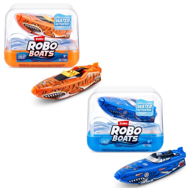 ROBO ALIVE 71123B ZURU, Tiger Robo Shark Boat, 2 Pack