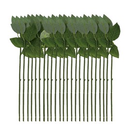 NEUSID Artificial Rose Stem Leaves, Artificial Flower Stems with Leaves, Artificial Rose Stems, Plastic Roses Greenish Flower Branches for DIY Bouquets, Wedding, Party Decoration, 24 Pieces