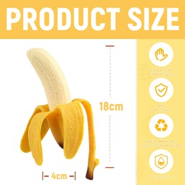 Norhogo Banana Squishy Toy, Yellow Bananas Elastic Simulation Squeezing, Stretchy Soft Bananas Ornaments Antistress, realistic banana squishy for Adults Office Desk Squeeze Toys for Kids