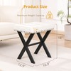 LUE BONA White Vanity Stool - Square Faux Leather Makeup