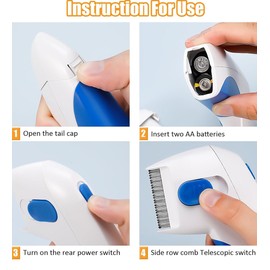 Electric Pet Grooming Comb, Dog Comb, Cat Comb Pet Comb, Removes Loose Hair, Suitable for Cats, Dogs & Rabbits