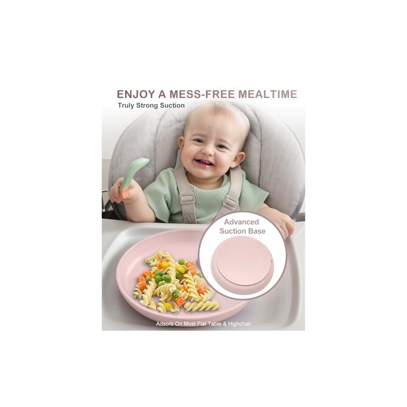 Placas de succión de silicona, platos de alimentación para bebés