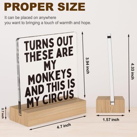 Turns Out These Are My Monkeys And This Is My Circus Decorations Gifts for Women Boss Lady Mom Coworker, Funny Mom Birthday Presents, Funny Home Decor, Aesthetic Typography Living Room Decor