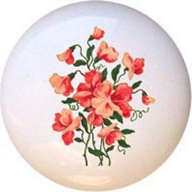 Flower 425B 1950s Vintage-look Decorative Ceramic Dresser Drawer Pulls Cabinet Cupboard Knobs