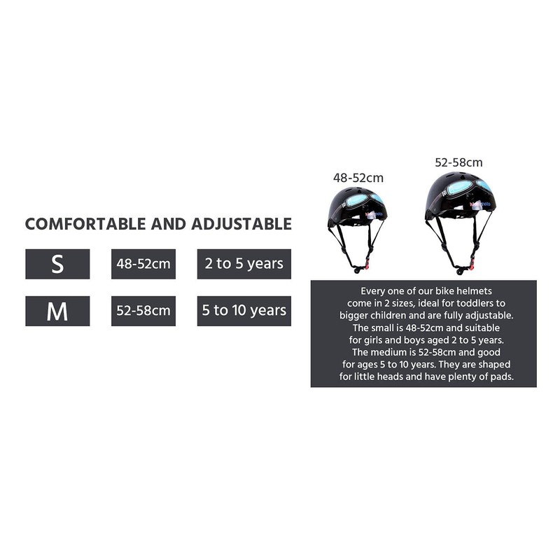 Kiddimoto KMH044M - Fahrrad Skater Helm für Kinder Black Goggle,