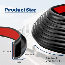 30FT RV Rain Gutter, PVC Plastic Weather Stripping, Rv Gutter with Self-Adhesive,Roof Rain Diverter Fit for Car, Truck, RV, Boat and Home Application