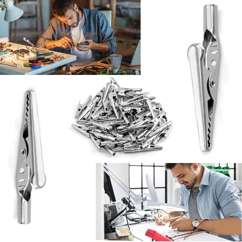 50 PCS Crocodile Alligator Clips, Alligator Clips Electrical, Clamps Silver,