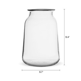 Elements Glass Milk Bottle Vase, for Use with Dried or Faux Flowers and Greenery, 4.2x4.2x4.72 Inch, Clear