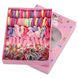 170 Pcs Little Girls Hair Accessories Set, Multicolored Headdress Small Hair Clips Hair Elastic Rubber Bands Hair Ties Bow Duck Billed Clips for Little Girls