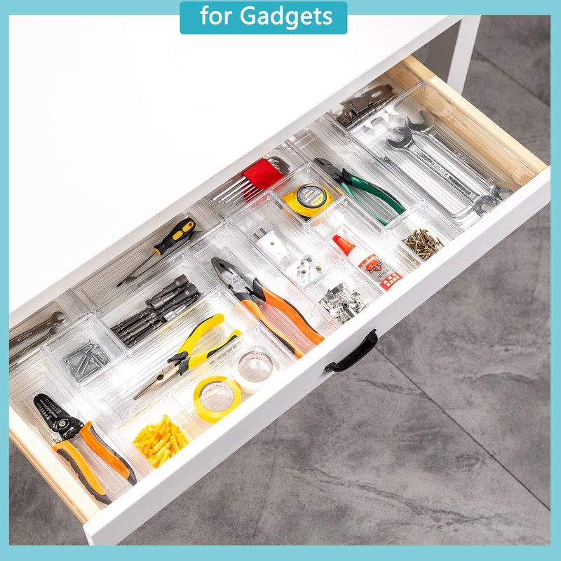 44 PCS Clear Drawer Organizers Set, 4 Size Versatile Bathroom