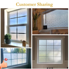 Beautysaid Window Film Privacy for Glass Windows, Frosted Window Film with Triangular Pattern, Anti-UV Static Cling without Glue for Home Bathroom Bedroom Office, 30 * 200cm