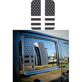 Side Small Window American Flag Decal Compatible with 2018-2023 Jeep Wrangler JL & 2020-2023 Jeep Gladiator JT Made in The US Matte Black (US Flag)