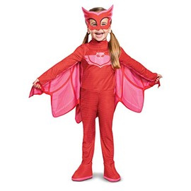 Disguise PJ Masks Owlette Costume, Deluxe Kids Light Up Jumpsuit Outfit and Character Mask, Toddler Size Large (4-6x) (100229L) Red