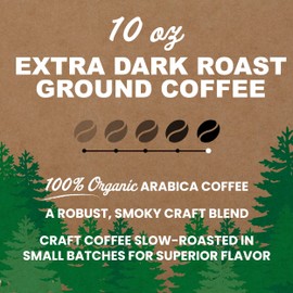 Vermont Coffee Company Extra Dark Roast, Ground Arabica Coffee, Organic, Non-GMO, 10 Ounce Bag