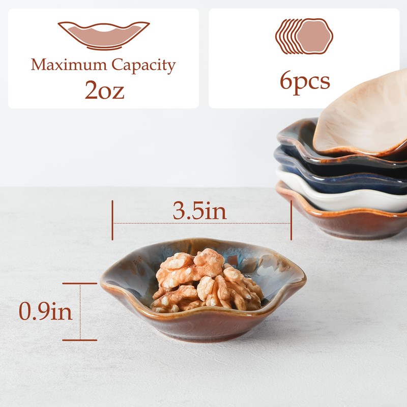 NUTRIUPS 3.5 inch Dipping Bowls Set of 6 Soy Sauce