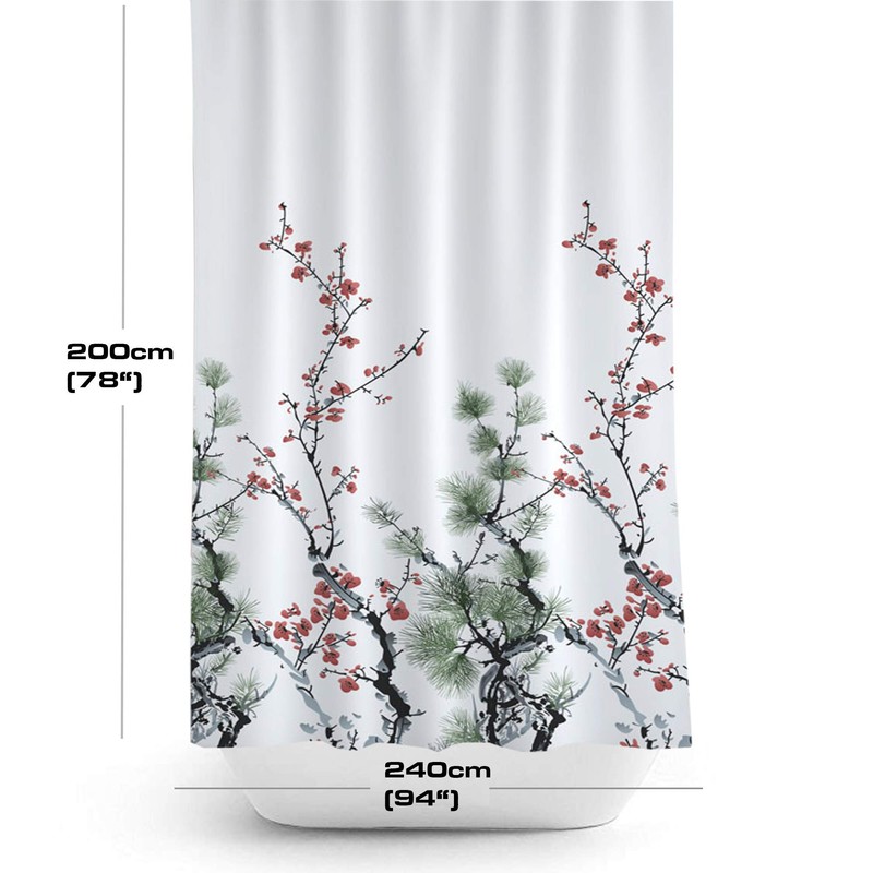 Tropik Home Colourful Extra Long and Wide Bathroom Fabric Shower
