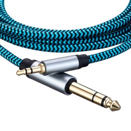 Hftywy 3.5mm to 6.35mm TRS Stereo Audio Cable 20ft 1/8 to 1/4 Stereo Cable 6.35mm 1/4" Male to 3.5mm 1/8" Male Bidirectional Cable for Guitar, Piano, Amplifiers, Home Theater Devices