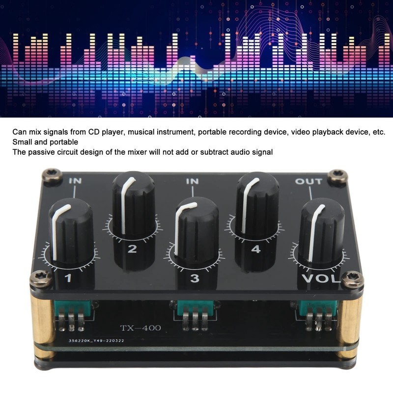 Mini Portable Passive Stereo Audio Mixer 4 Channel Sound Board