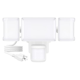 Olafus 75W Motion Sensor Outdoor Light Plug in, Motion Flood Light Dusk to Dawn, 7500LM LED Security Light IP65 Waterproof, Motion Activated 6500K PIR Sensor Lighting for Garage Yard Patio Eave, White