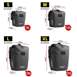 Rhinowalk Waterproof Bike Pannier Bag 20L Quick Release TPU with Shoulder Strap Reflective Design for Commuting Touring Traveling Bikepacking, 20L