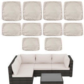 TECOSARA Outdoor Cushion Covers Replacement 10 Pcs Patio Cushion Covers fit for 4-Seater Wicker Rattan Sectional Couch Sofa Outdoor Cushion Slipcovers Set Seat and Back Cover Only, Beige