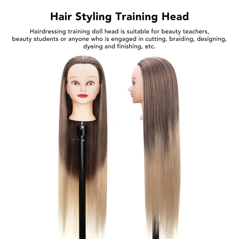 Blonde Gray Gradient Wig Hair Mannequin Head Hairdressing Styling Training