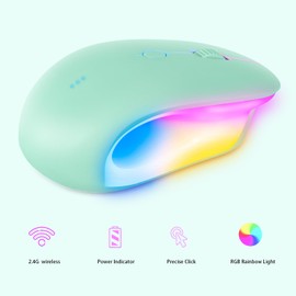 DANCESOUL Wireless Mouse with Colorful RGB Breathing Light, Rechargeable, Silent Click, Portable Mouse for Laptop,PC,Computer,MacBook and All USB＆Type-C Devices(Green)