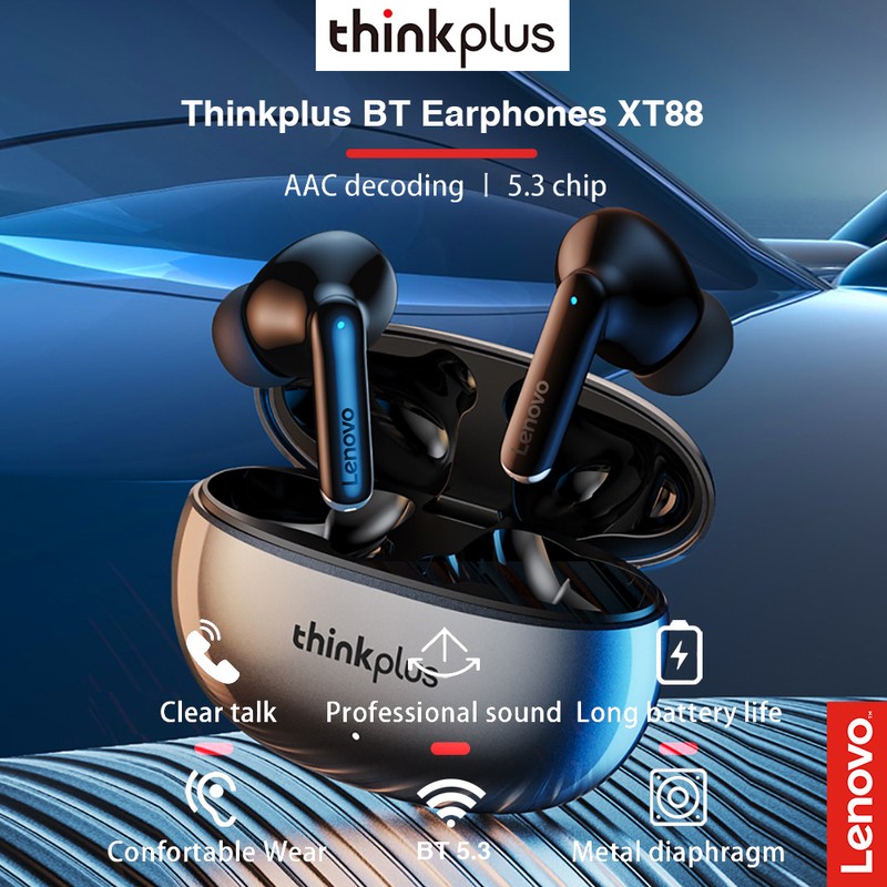 Thinkplus BT Earphones XT88 Wireless Earphones BT5.3 Noise Canceling HIFI