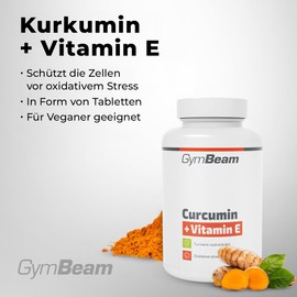 GymBeam GymBeam Kurkuma Kapseln mit Vitamin E C Kurkumin-Kapseln zur Untersttzung der Zellgesundheit und zum Schutz vor oxidativem Stress, Nahrungserg?nzungsmittel, vegan, 90 caps