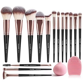Brochas de Maquillaje Profesional Kit 15 Piezas Set de Brochas para Maquillaje Sintéticas de Alta Calidad Rubor Brochas Maquillaje Sombras de Brochas para Ojos(Oro negro)