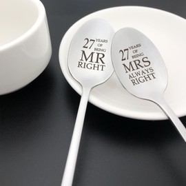 27th Anniversary Spoon Gifts for Couples 27 Year Wedding Anniversary Present for Husband Wife Parents 27th Anniversary Spoon Gift for Him Her 27 Years Marriage Gift