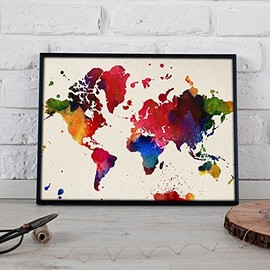 Nacnic Druck auf Weltkarte umrahmen. WORLD MAP. Plakat mit Aquarellbildern Welt Stil. Print-Karten. Wohnkultur. 24x30 Größe Blätter für die Gestaltung. Hochwertige 250 Gramm Papier