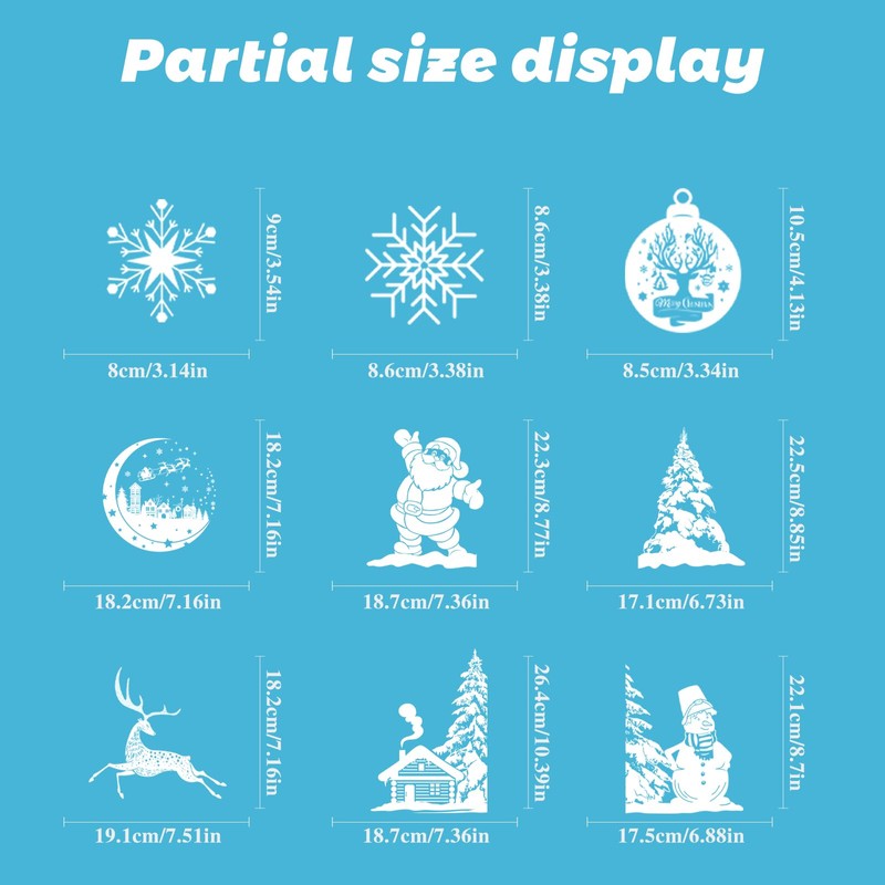 Fassory White Christmas Window Stickers 9 Sheets 260 Pcs, Reusable