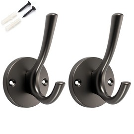 Coat Hooks Heavy Duty ZUONAI 2 Pack Towel Hooks for Bathroom Wall Hook Metal Closet Hooks for Hanging Coat Hooks Wall Mounted Kitchen Towel Hooks for Hanging Clothes Hat Hooks for Wall Purse Robe Hook