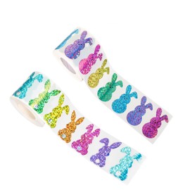 1000Pcs Easter Bunny Stickers, 1.5inch 5 Colors Self-Adhesive Rabbit Stickers Roll for Spring Easter Basket Stuffers, Sealing Envelopes, Cards Decor, Holiday Party Supplies(2 Style)