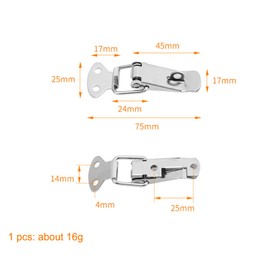 6 Pack Stainless Steel Spring Loaded Toggle Latch, Silver Catch Hasp Clamp Clip Lock with 304 Stainless Steel Screws for Cabinet, Wooden Case, Box, Chest (With locking hole, Small/6pcs)