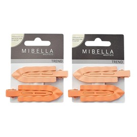 Mibella Beauty & Co Hair Clips Set of 4 Orange Wavy Metal Clips Trend Collection Hair Accessories - 28654