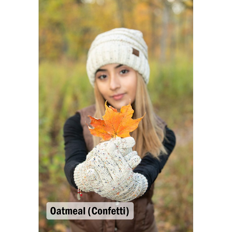 Knitted Lined Gloves - Dark Purple