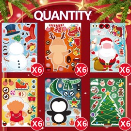 Comelodiant Christmas Crafts for Toddler Kids 36PCS Make Christmas Stickers for Crafts Christmas Party Games Favors Xmas Activities Stickers Supplies