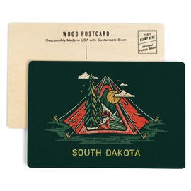 South Dakota, Tent, Distressed Shapes (4x6 Birch Wood Postcards, 2-Pack Stationary, Rustic Home Wall Decor)