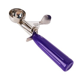 Longluosi Cookie Scoop Set With Plastic Handle, Portion Control Ice Cream Scoop with Trigger, Small（1.58 Inch）, Polishing 18/8 Stainless Steel Cupcake Scoop, Purple Handle