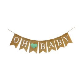 Shimmer Anna Shine Baby Burlap Banner Oh Baby Banner for Baby Shower Decorations and Gender Reveal Party (Sage Green)
