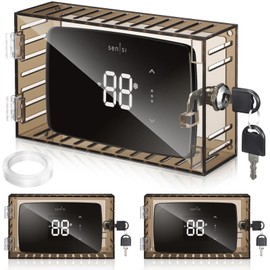 Wenqik 2 Pieces Universal Thermostat Lock Box with Key, Large Transparent Thermostat Guard Cover for Wall-Mounted Units 7.8 x 4.7 x 2.2 Inches or Smaller