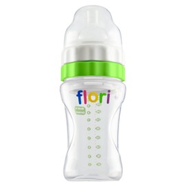 Flori Baby Bottle for On the Go Mix and Go Ideal for Night Feeding, Water Bottle with Teat, BPA-Free, Anti-Colic Teat, 100% Made in Germany, 300 ml, Green